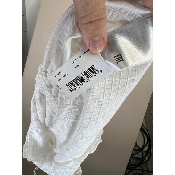 Roxy White Ruched Front Tie Detail Short Sleeve Off Shoulder Blouse Size XXL - Picture 13 of 13